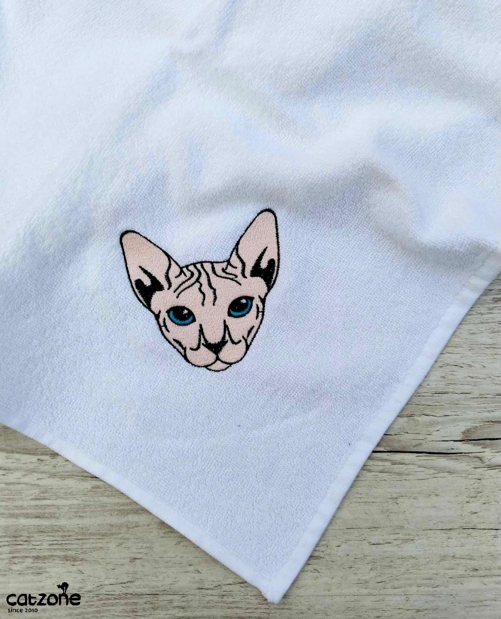 Ručník s výšivkou Sphynxe- bílý