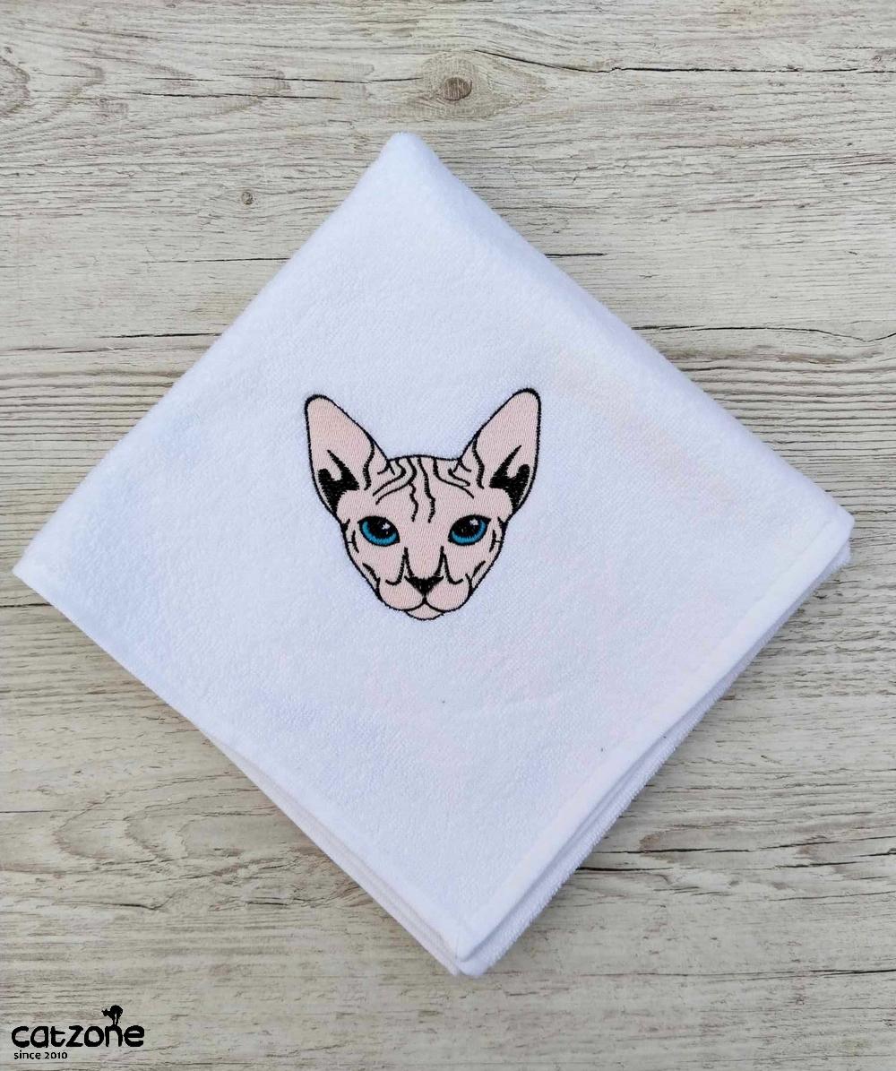 Ručník s výšivkou Sphynxe- bílý