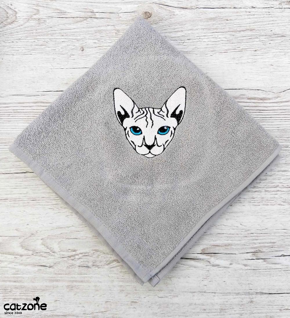 Ručník s výšivkou Sphynxe- šedý